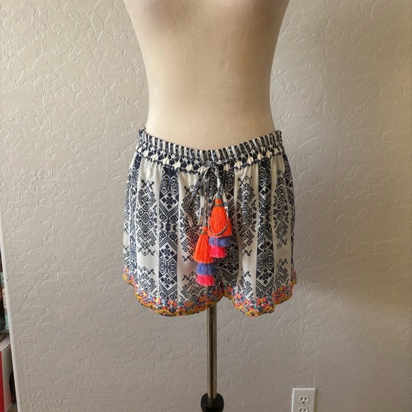 Rococo Sand REVOLVE Boho Silk Tassel Shorts Embroidered Small Resortwear - Picture 2 of 13